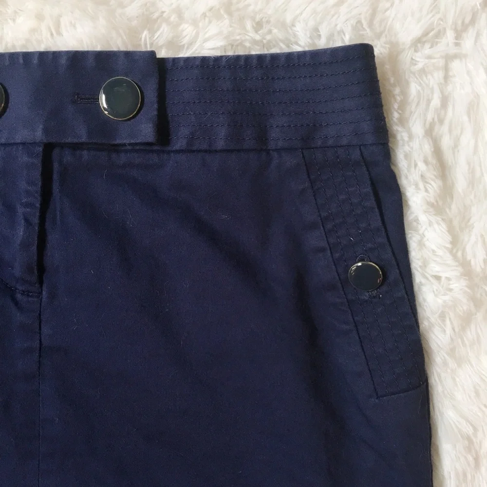 J Crew Blue Skirt Handy Pockets Button Accents sz4